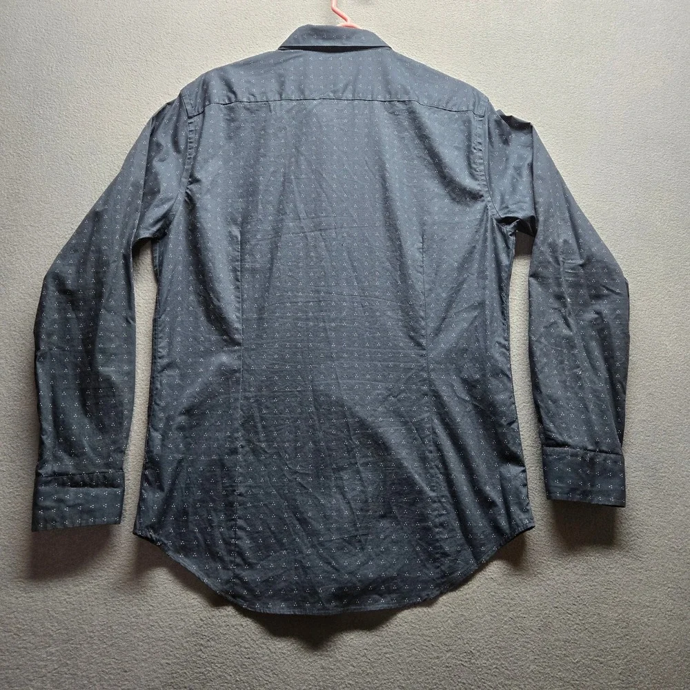 Banana Republic Camden Standard Fit Navy Blue Geometric Dot Print Shirt Mens M